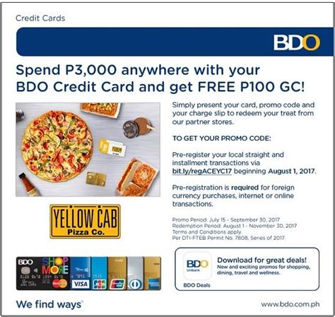 bdo credit card promo restaurant philippines